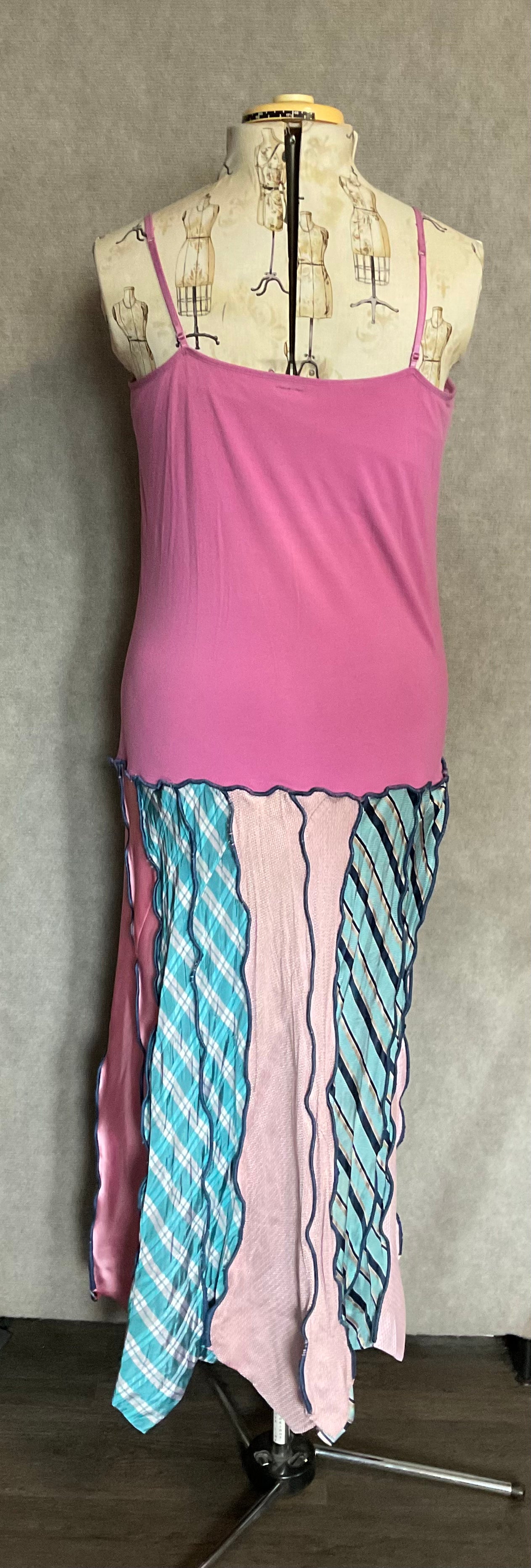Pink & Teal Necktie Dress (XL)