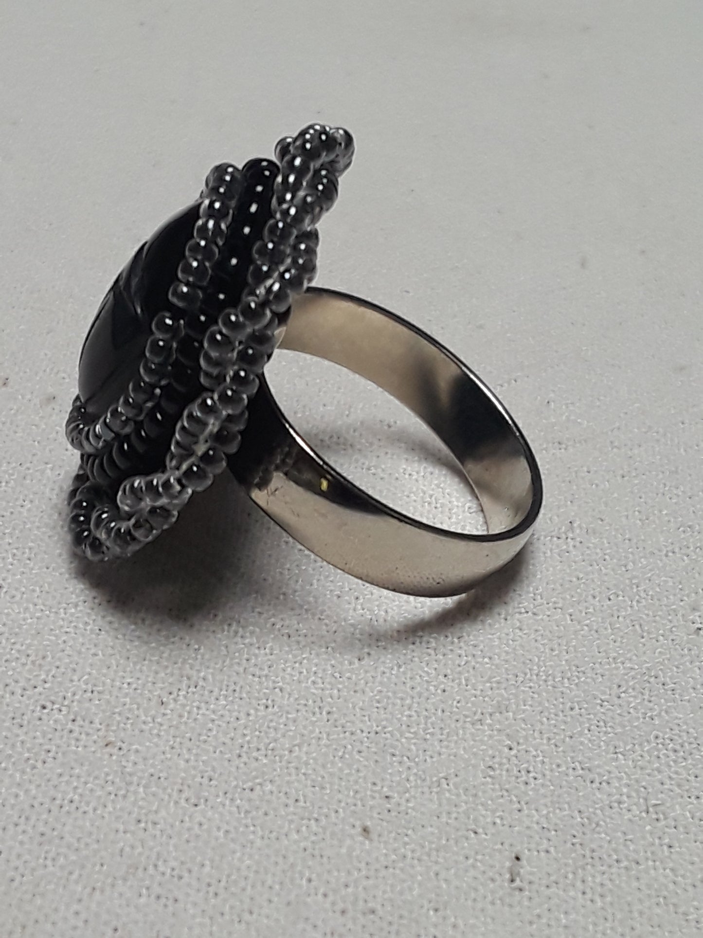 Black Onyx Scarab Cabochon Ring