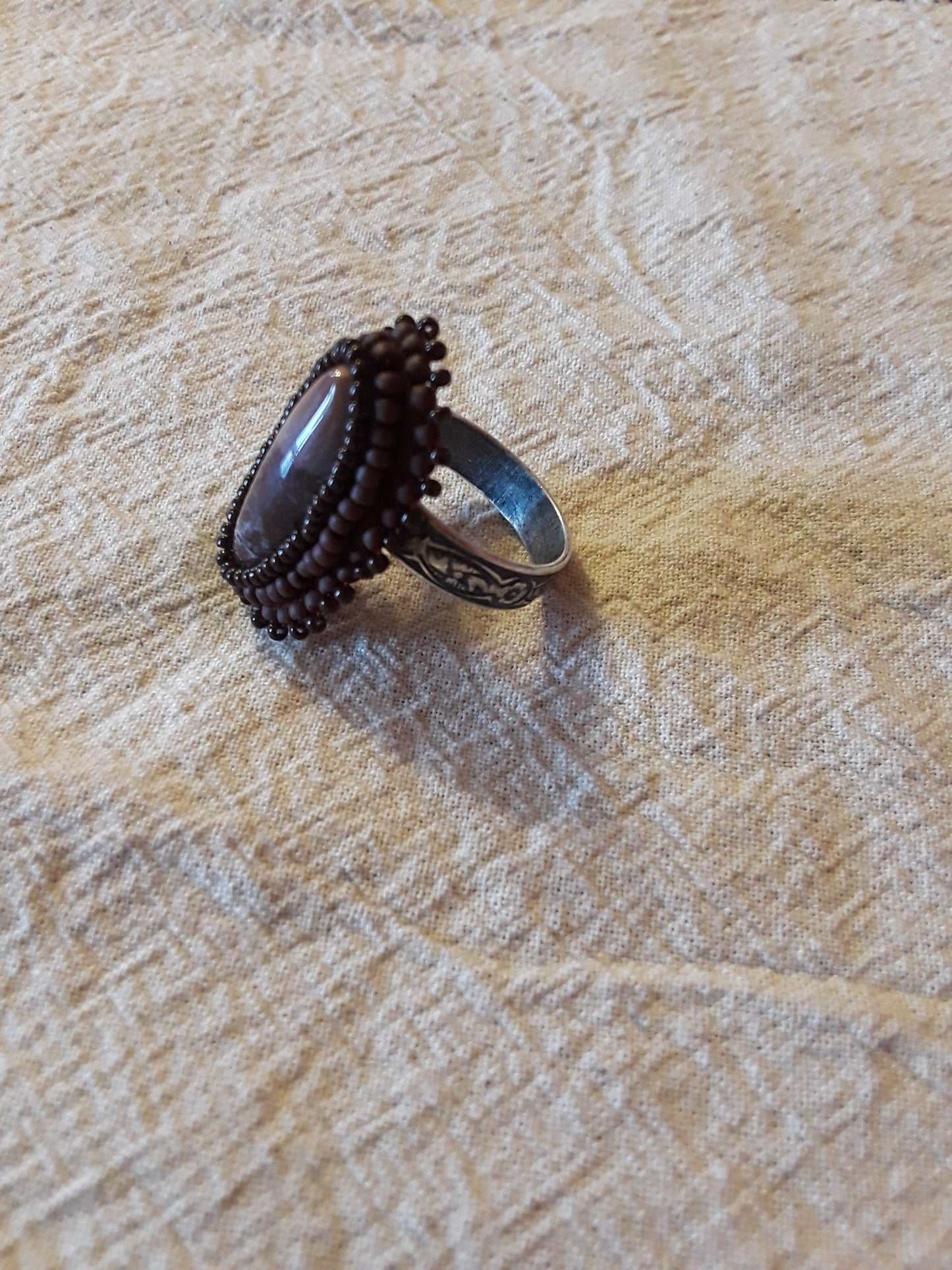 Jasper Cabochon Adjustable Ring ( Maroon )