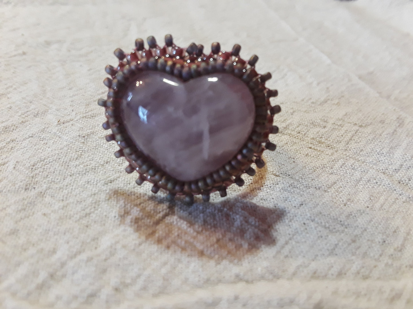 Rose Quartz Heart Ring