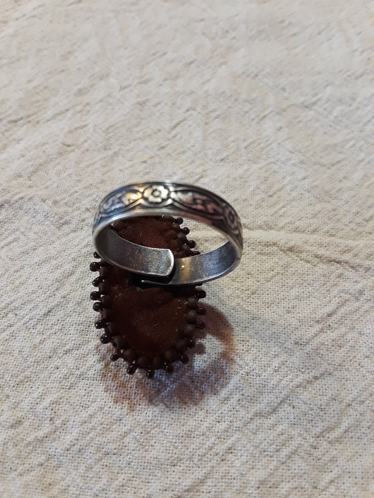 Jasper Cabochon Adjustable Ring ( Maroon )