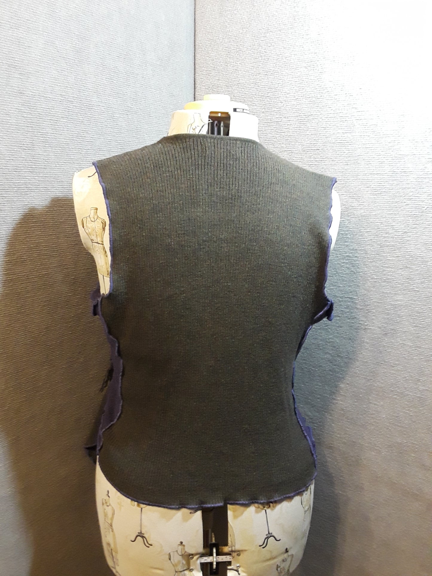 Olive & Purple Wool Upcycled Vest (L/XL)