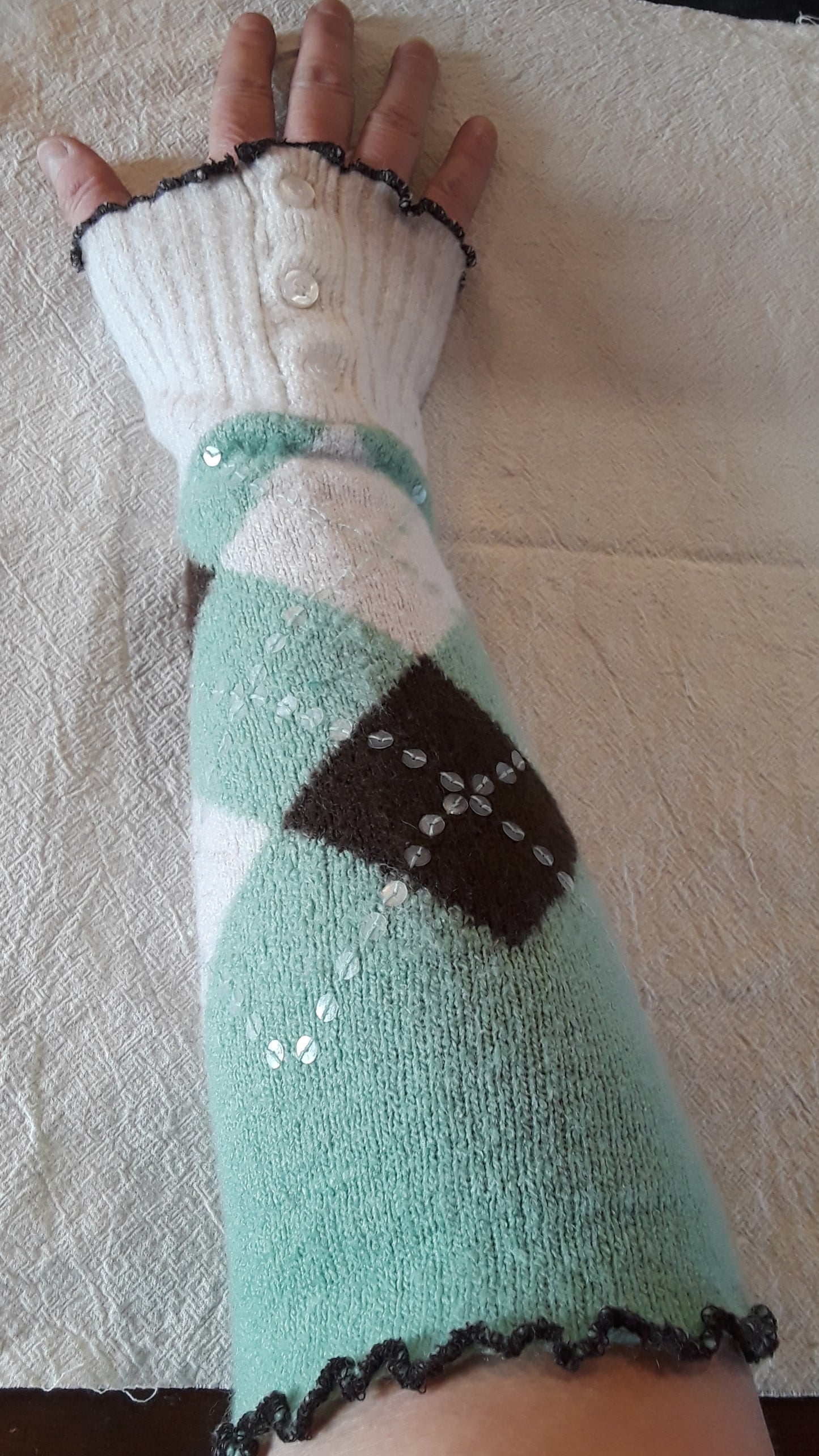 Mint Chip Argyle Arm Warmers