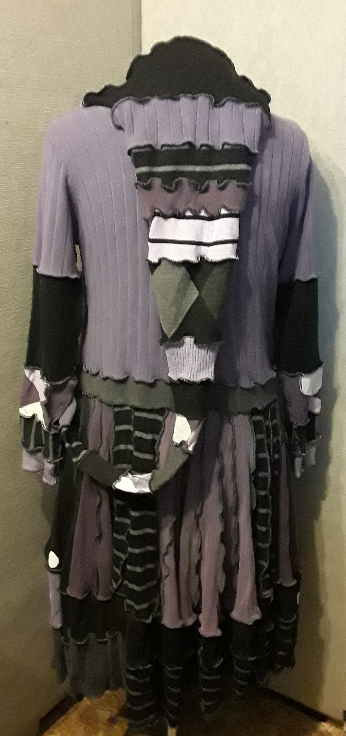 Purple & Graphite Patchwork Sweater Coat (L/XL)