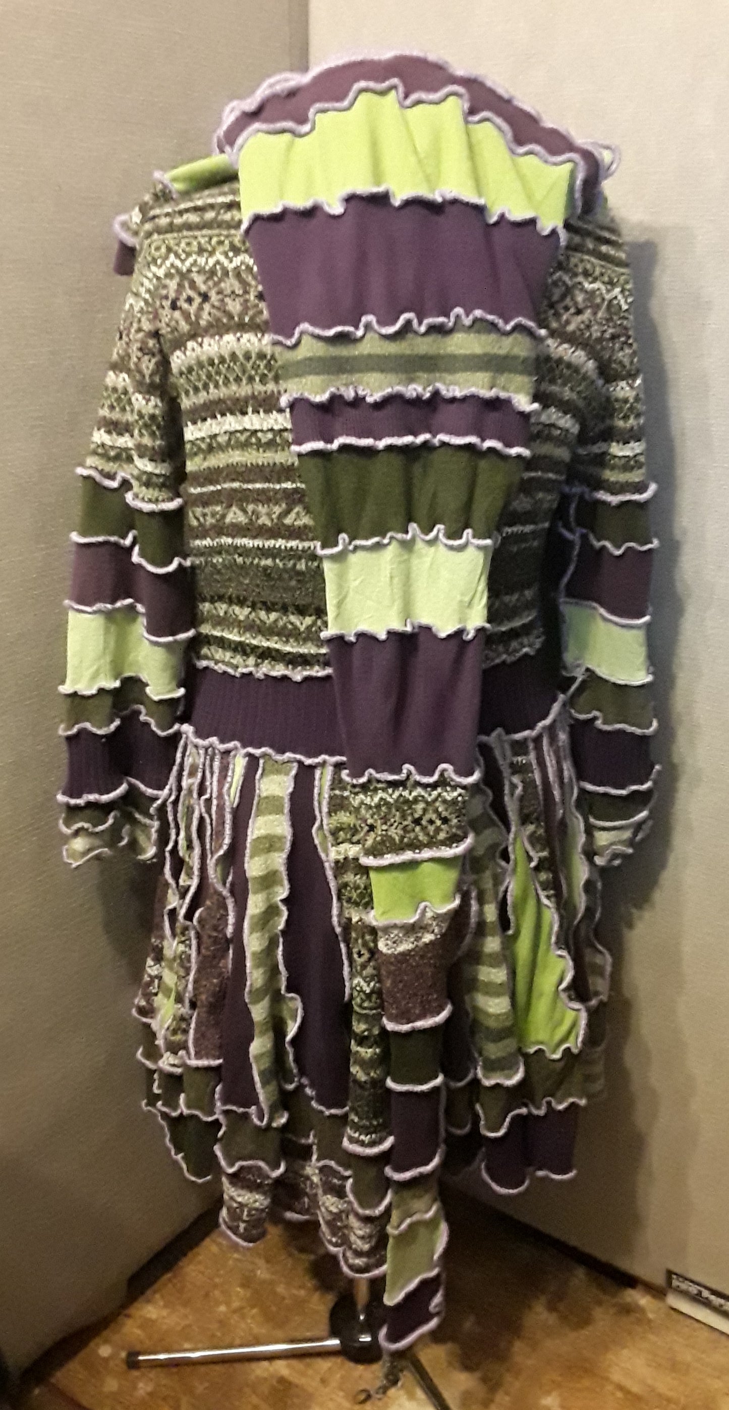 Purple & Green Sweater Coat (L/XL)