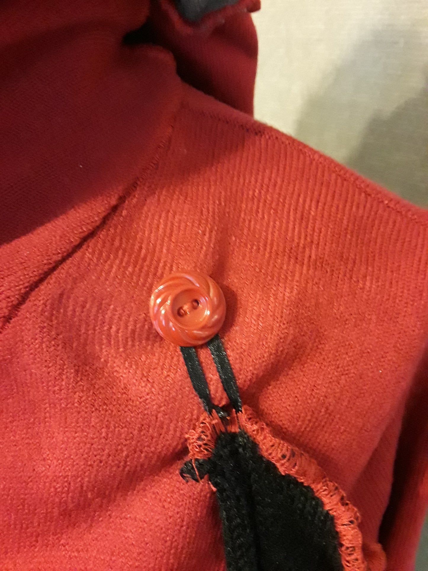 Poppy Red & Black Patchwork Sweater Coat (L/XL)