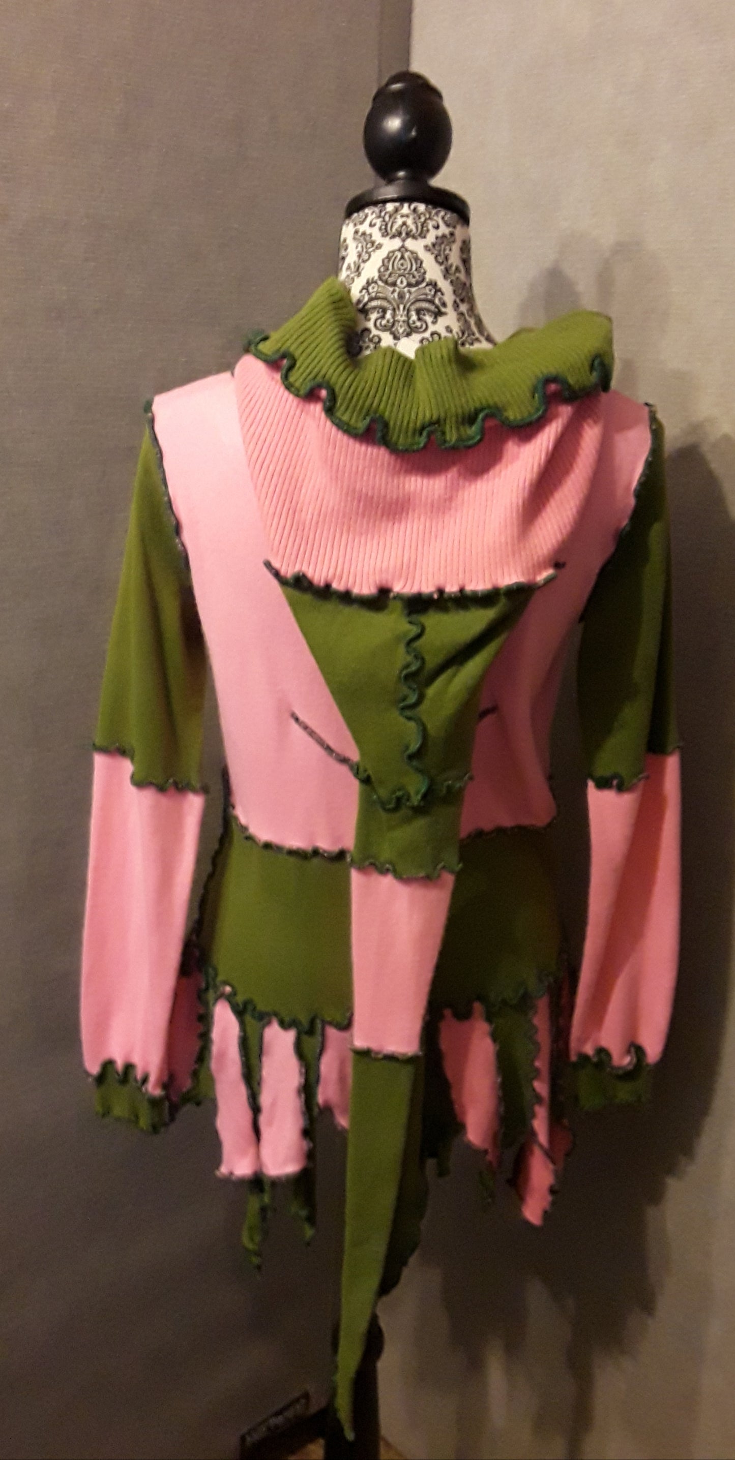 Upcycled Hooded V Neck Sweater (M)