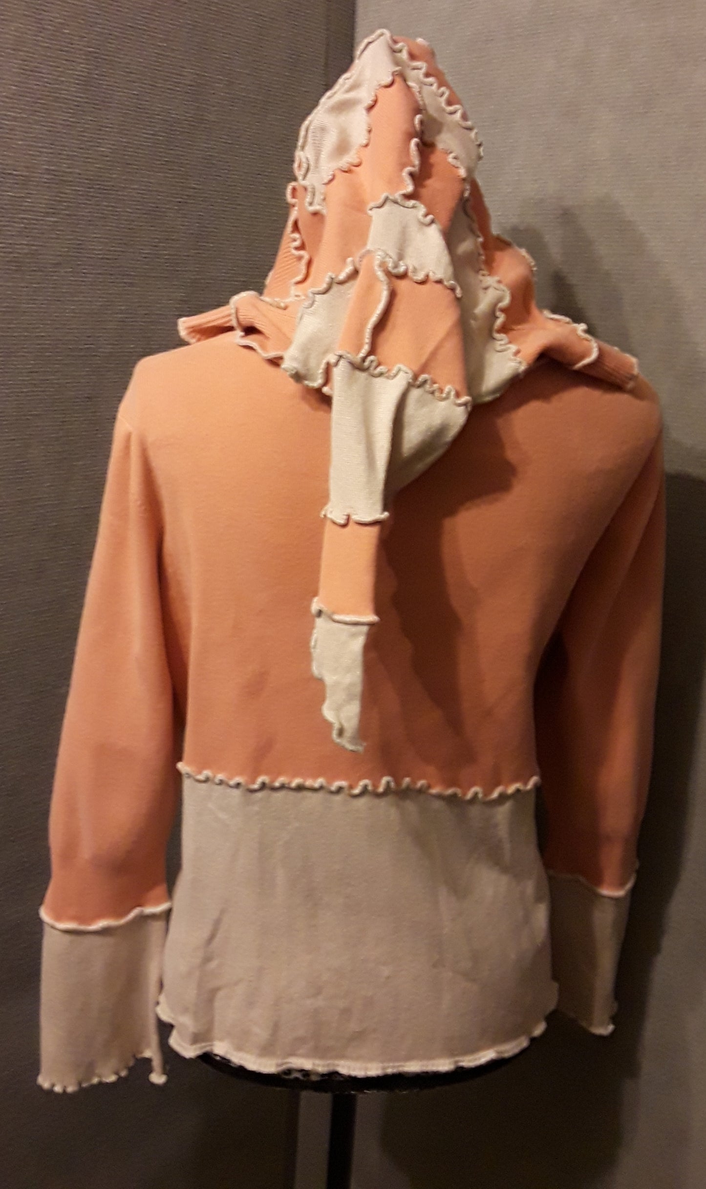 Peach Upcycled Hooded Sweater (L)