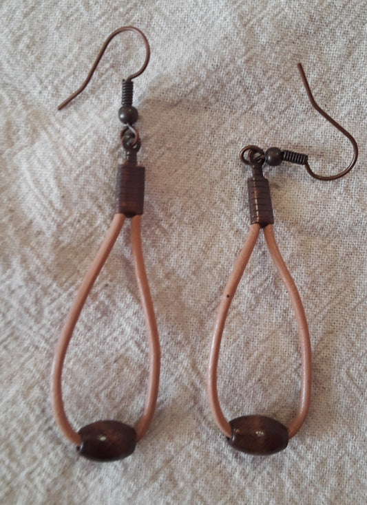 Tan leather cord earrings