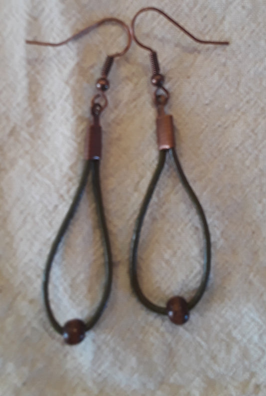 Oliver Green Leather Earrings