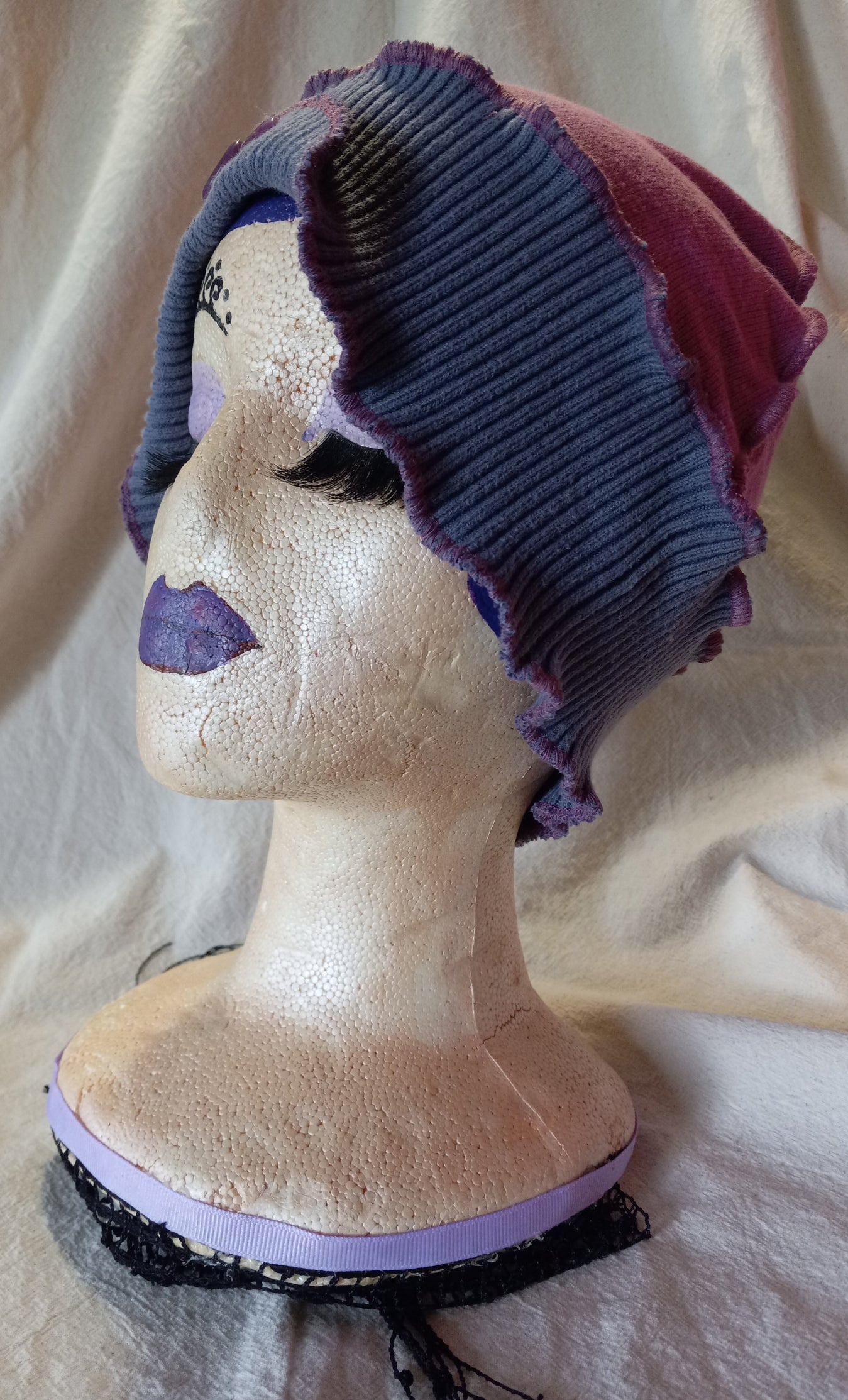 Two Tone Purple Cloche Style Upcycled Hat