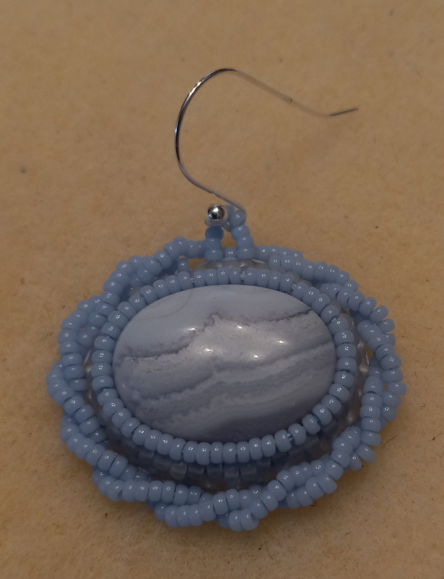 Blue Lace Agate Cabochon Earrings