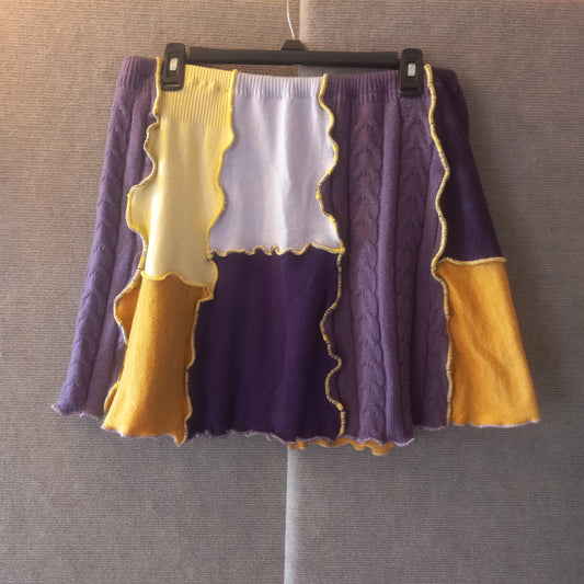 Purple & Yellow Patchwork Skirt (M/L)