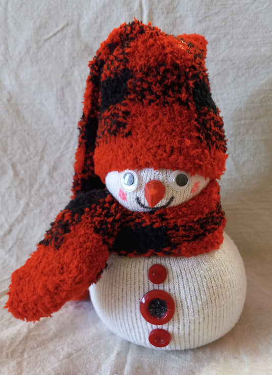 Red & Black Check Sock Snowman