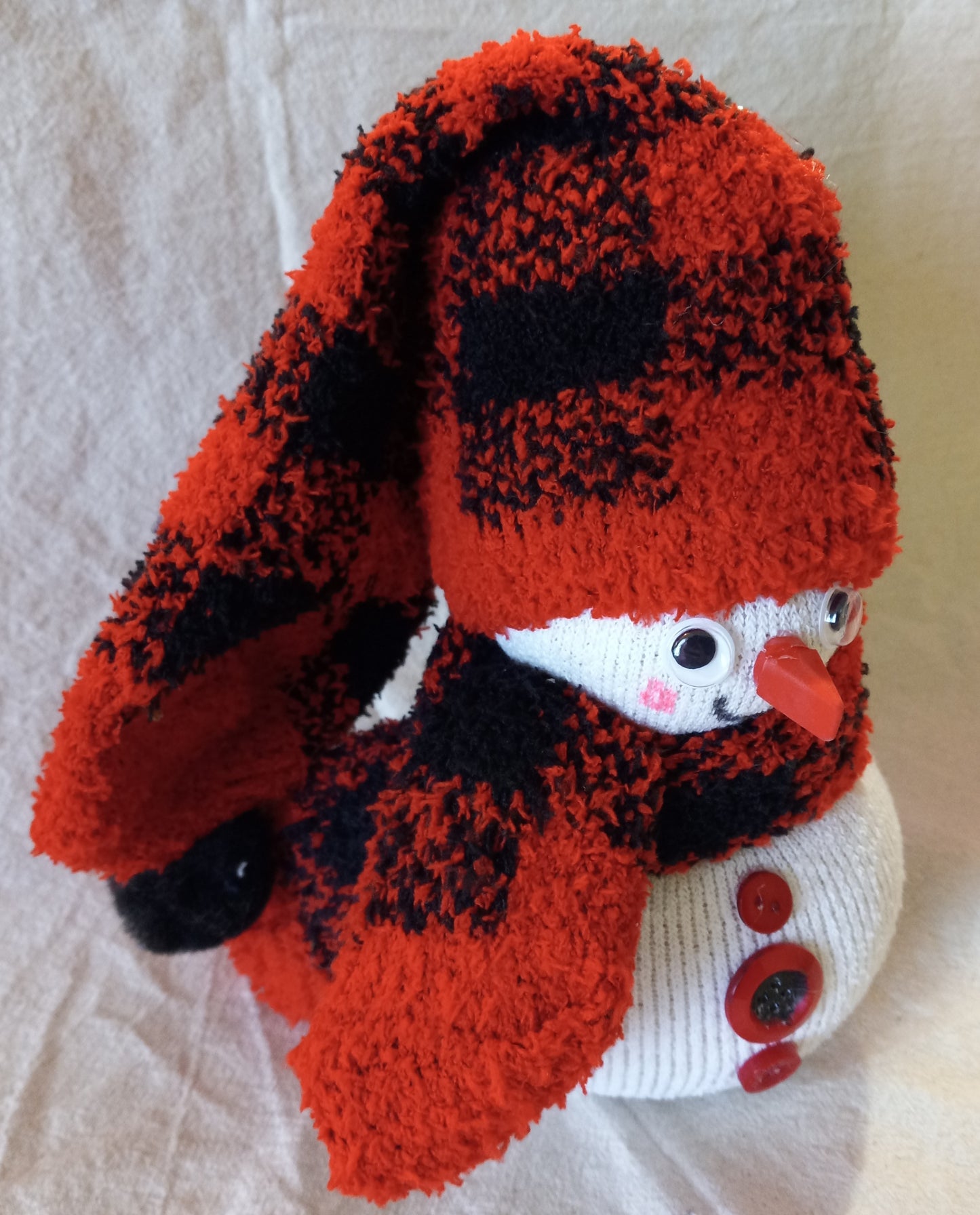 Red & Black Check Sock Snowman