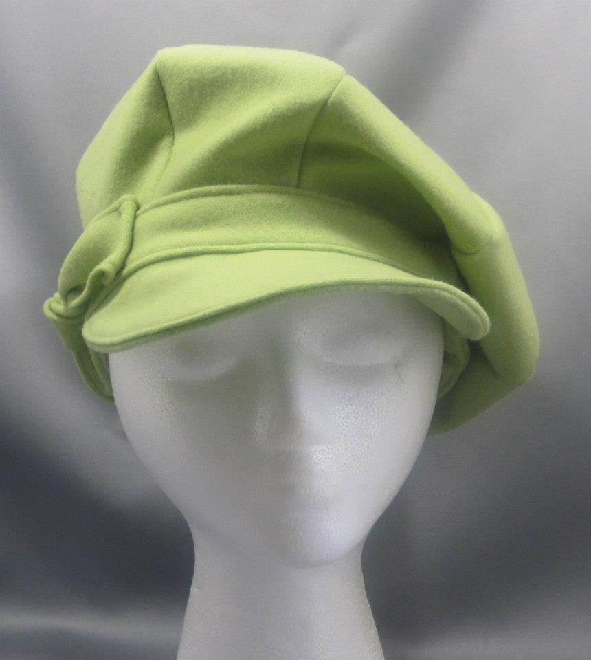 Lime Green Newsboy Cap and Knotted Side Bow