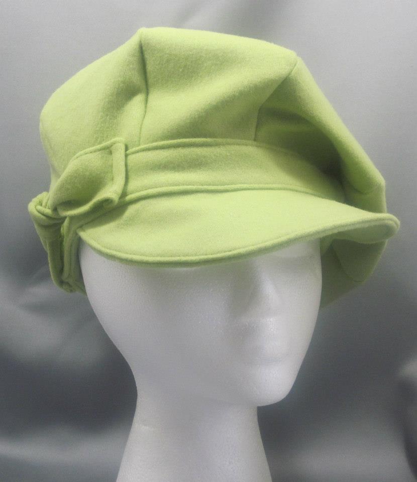 Lime Green Newsboy Cap and Knotted Side Bow