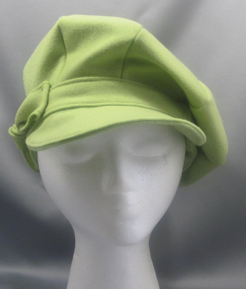 Lime Green Newsboy Cap and Knotted Side Bow