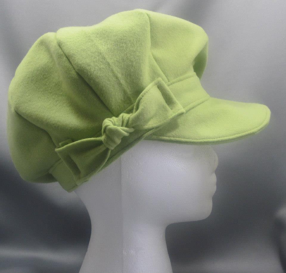 Lime Green Newsboy Cap and Knotted Side Bow