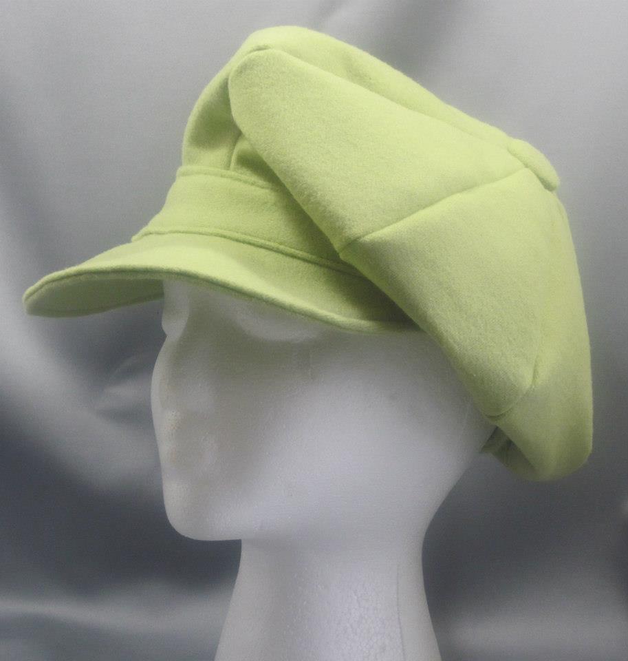 Lime Green Newsboy Cap and Knotted Side Bow