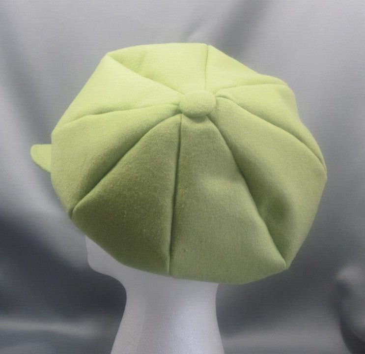 Lime Green Beret w/ Visor and Knotted Side Bow