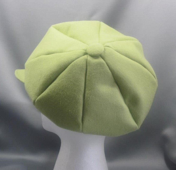 Lime Green Newsboy Cap and Knotted Side Bow