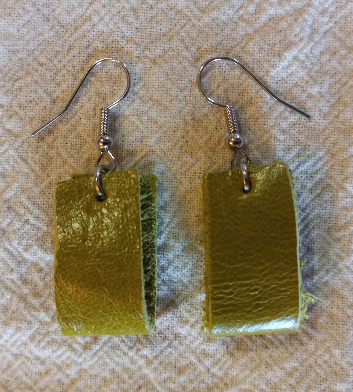 Apple Green Leather Earrings