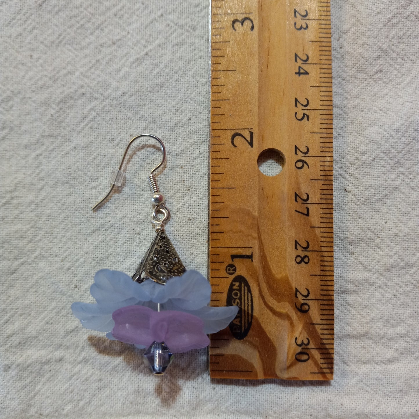 Lt. Blue & Lt. Purple Frosted Flower Drop Earrings