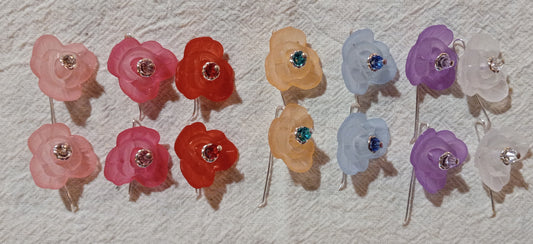 Rose Frosted Flower Earrings