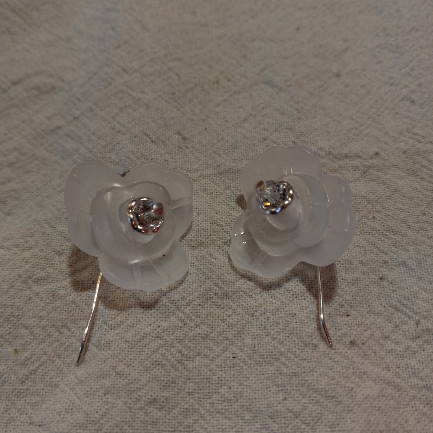 Clear Rose Frosted Flower Earrings
