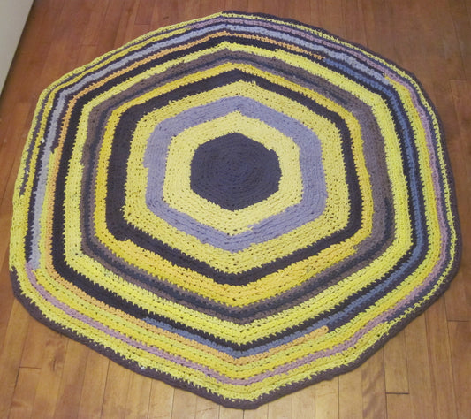 Sunflowers & Lavender Hexagon Rag Rug