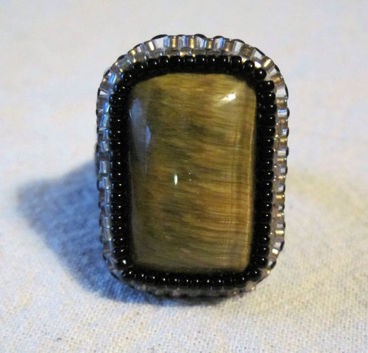 Tiger Eye Cabochon Adjustable Ring