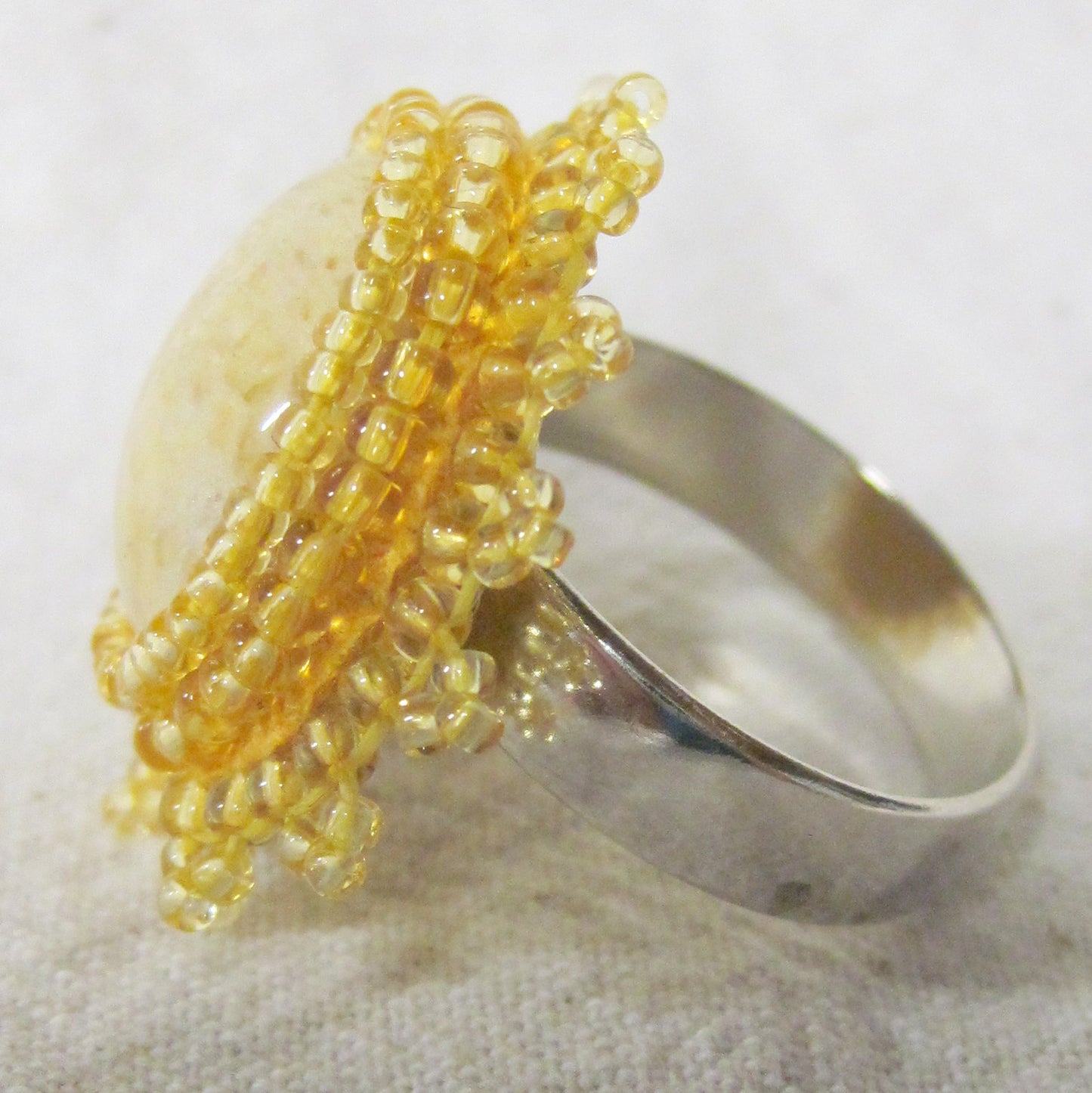 Yellow Sunshine Cabochon Adjustable Ring