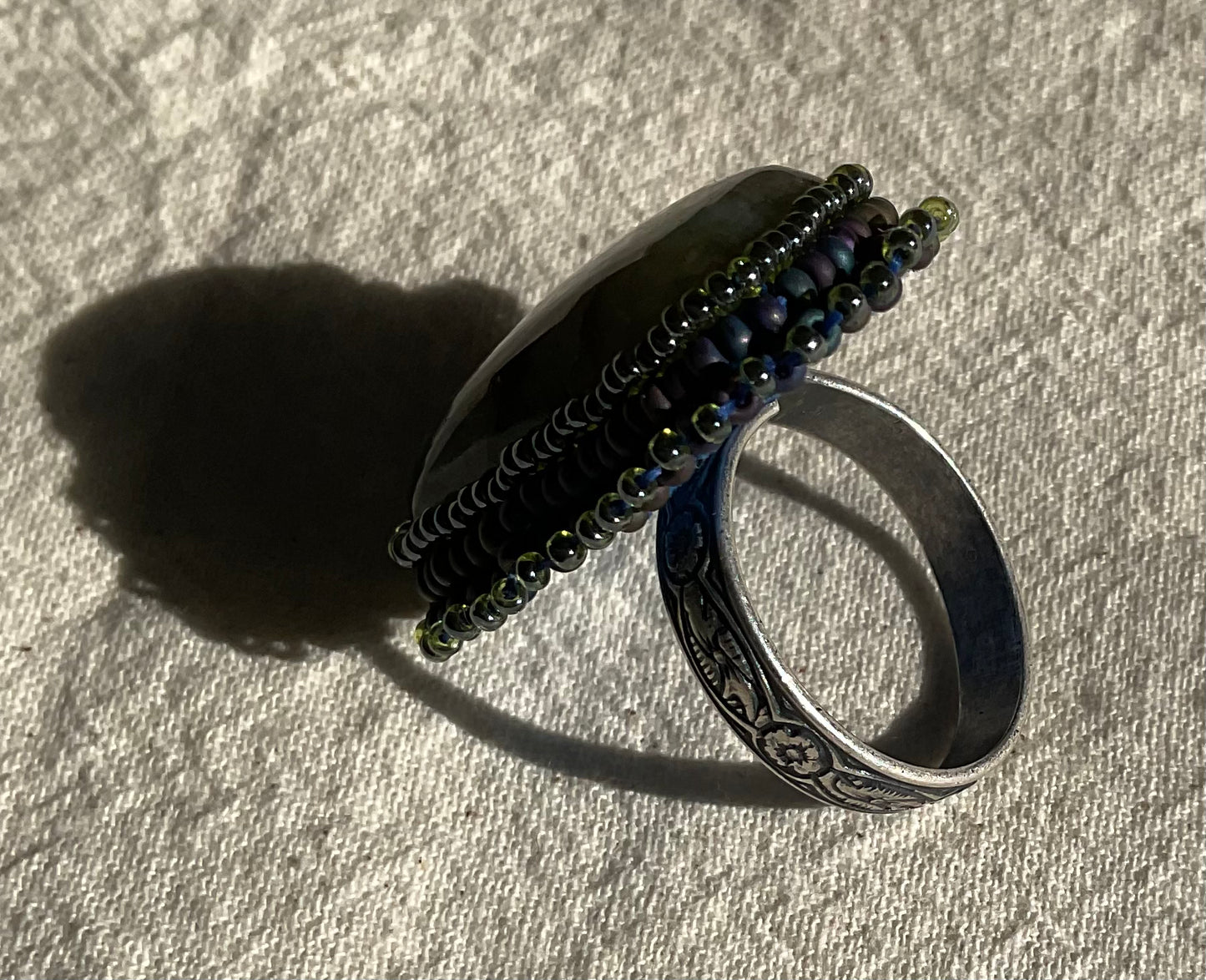 Labradorite Cabochon Adjustable Ring