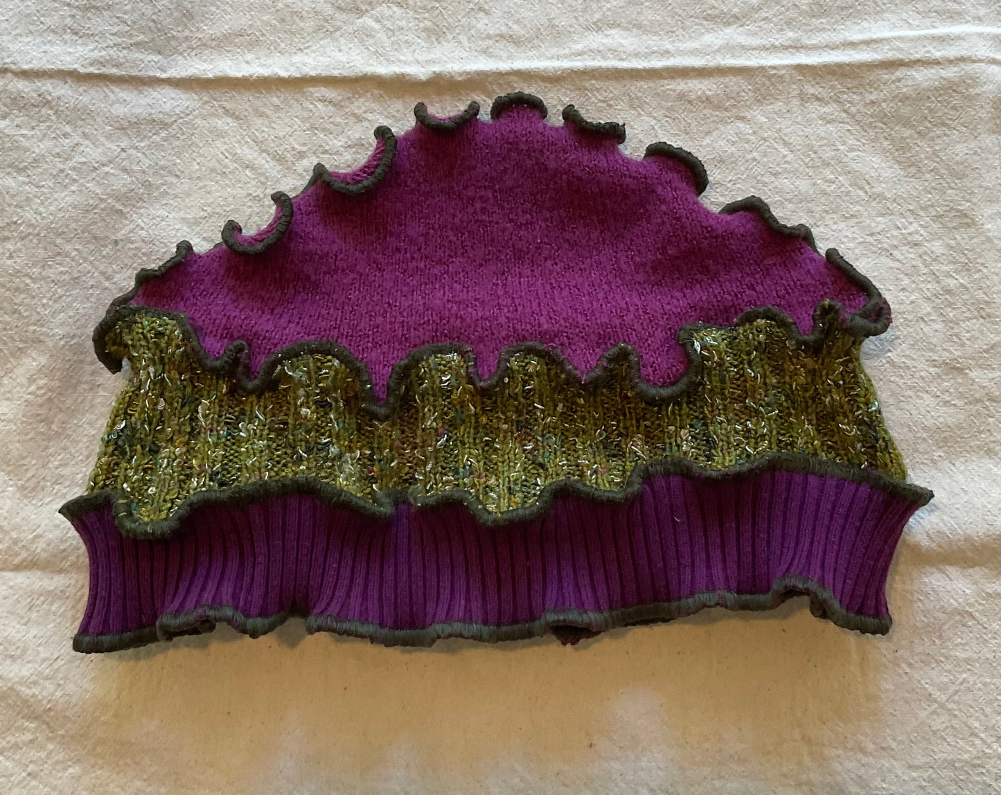 Purple & Green Upcycled Hat