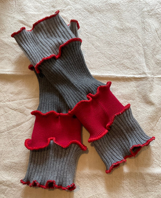Grey & Red Arm Warmers