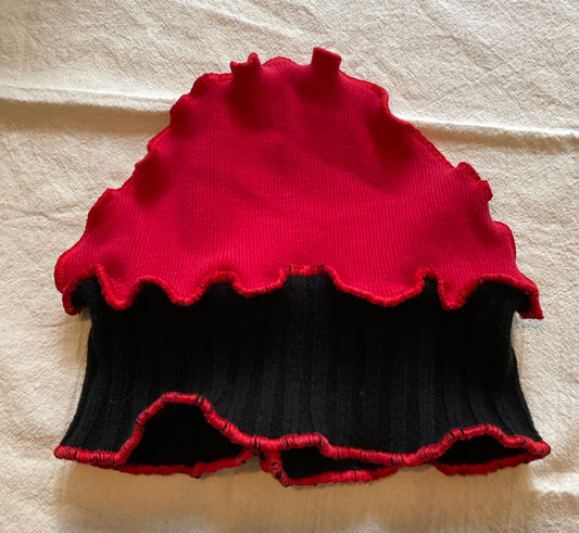 Red & Black Up Cycled Beanie